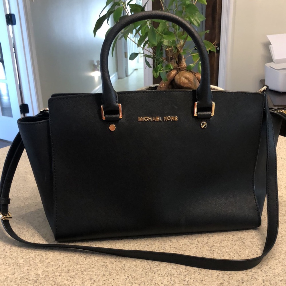 🎁 EUC!!! MICHAEL KORS BLACK CROSSBODY/SATCHEL HANDBAG/PURSE